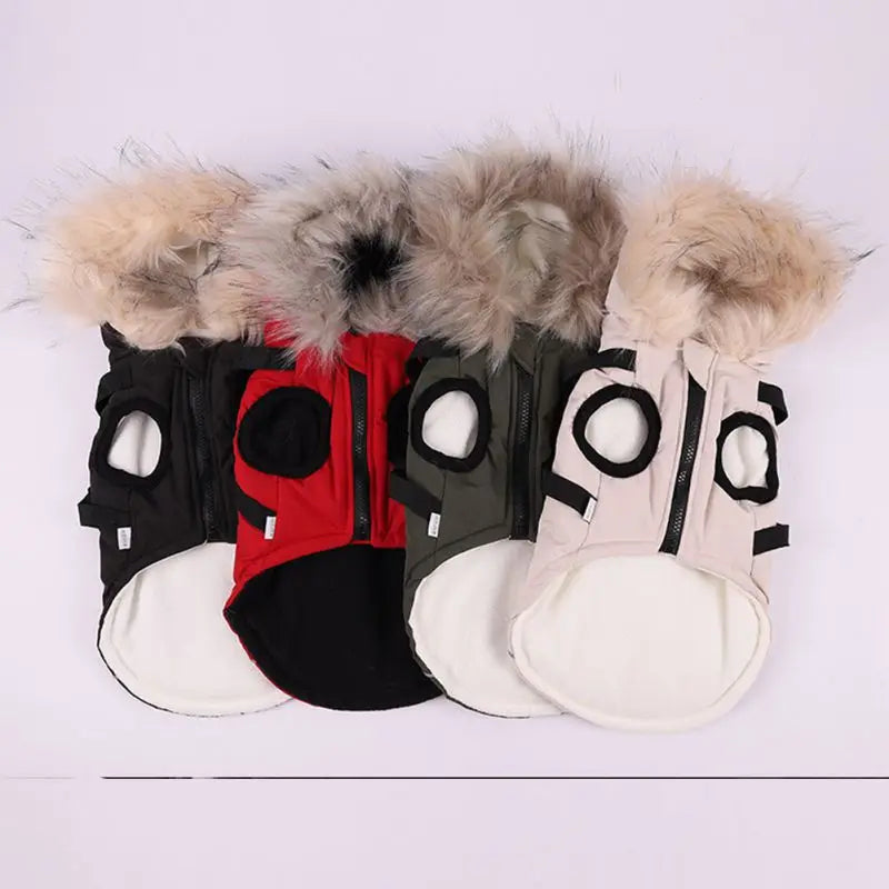 Autumn Winter Warm Dog Jacket With Harness Hooded Padded Coat