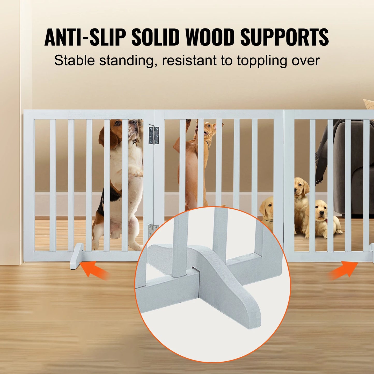 SucceBuy Free Standing Dog Gate 3 Panels Foldable Expandable