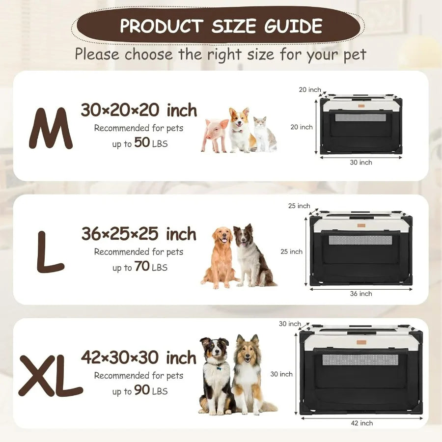 Hign-concerned Soft Pet Kennel With 3 Door And Breathable Mesh