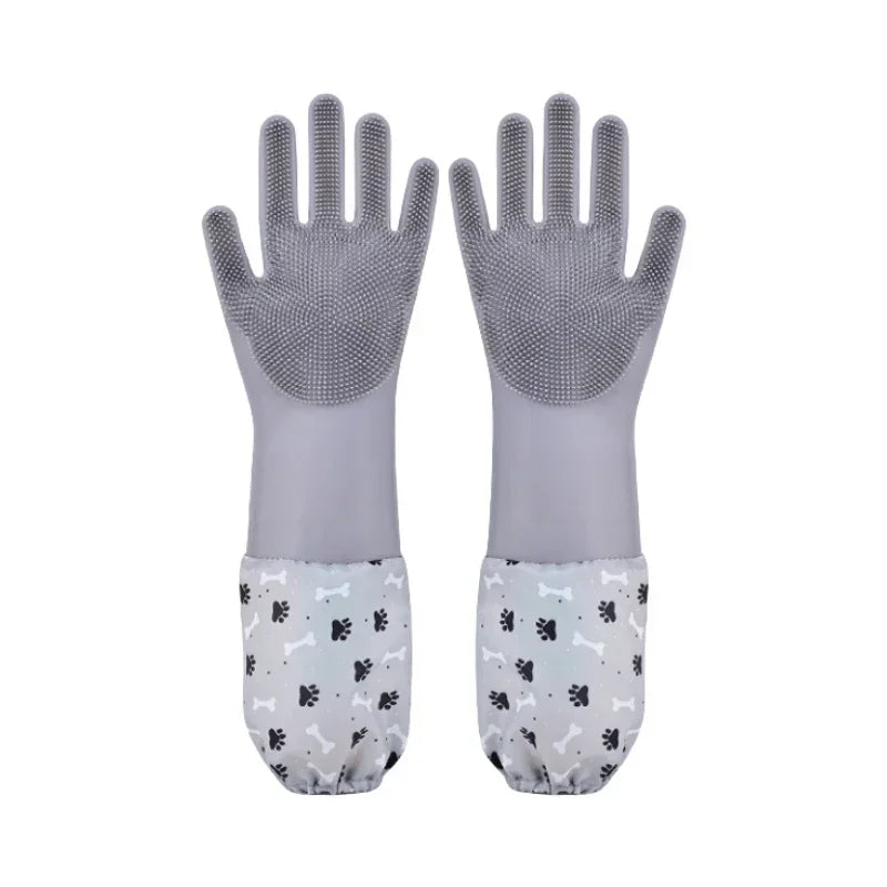 Silicone Pet Grooming Cleaning Gloves For Dogs And Cats Bathing