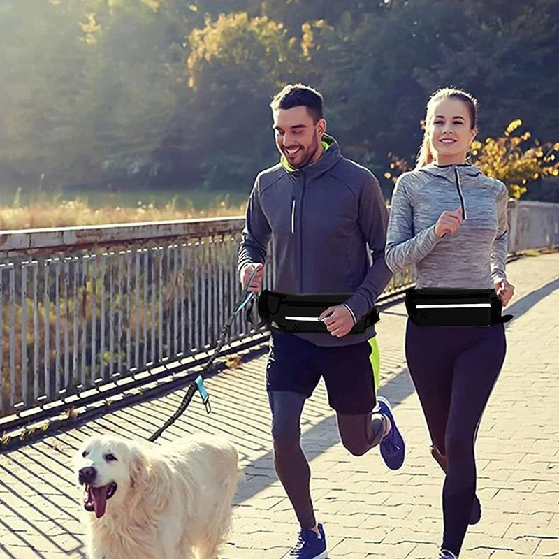 Reflective Hands Free Dog Leash With Retractable Belt Waist Bag