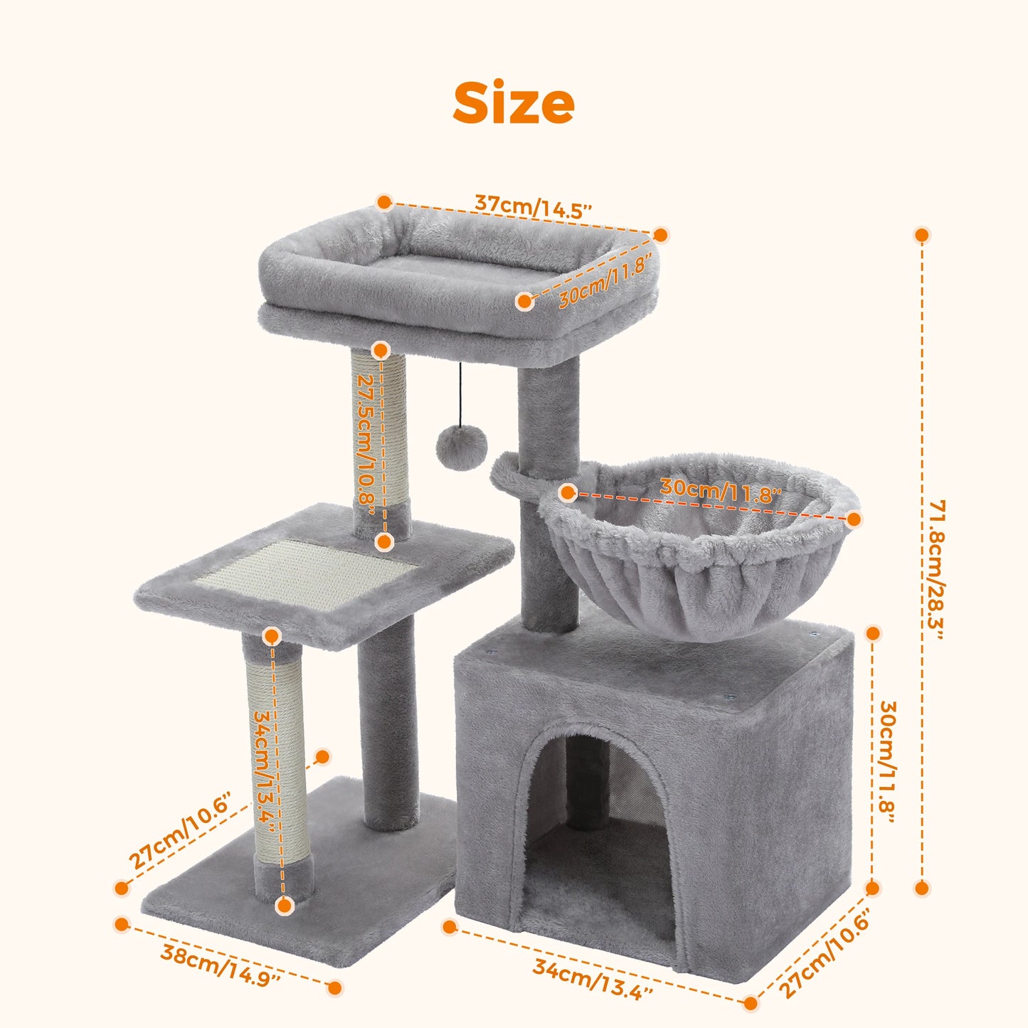 PAWZ Road Cat Tree Tower For Indoor Cats Scratching Posts