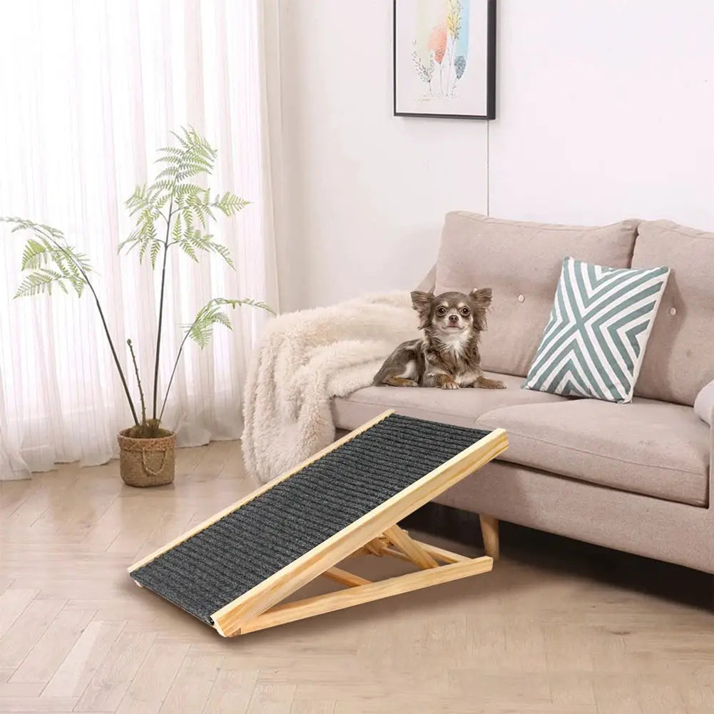 TWISTER.CK Dog Ramp Ladder Natural Pine Wood Anti Slip Adjustable by Furtastic Pet Essentials