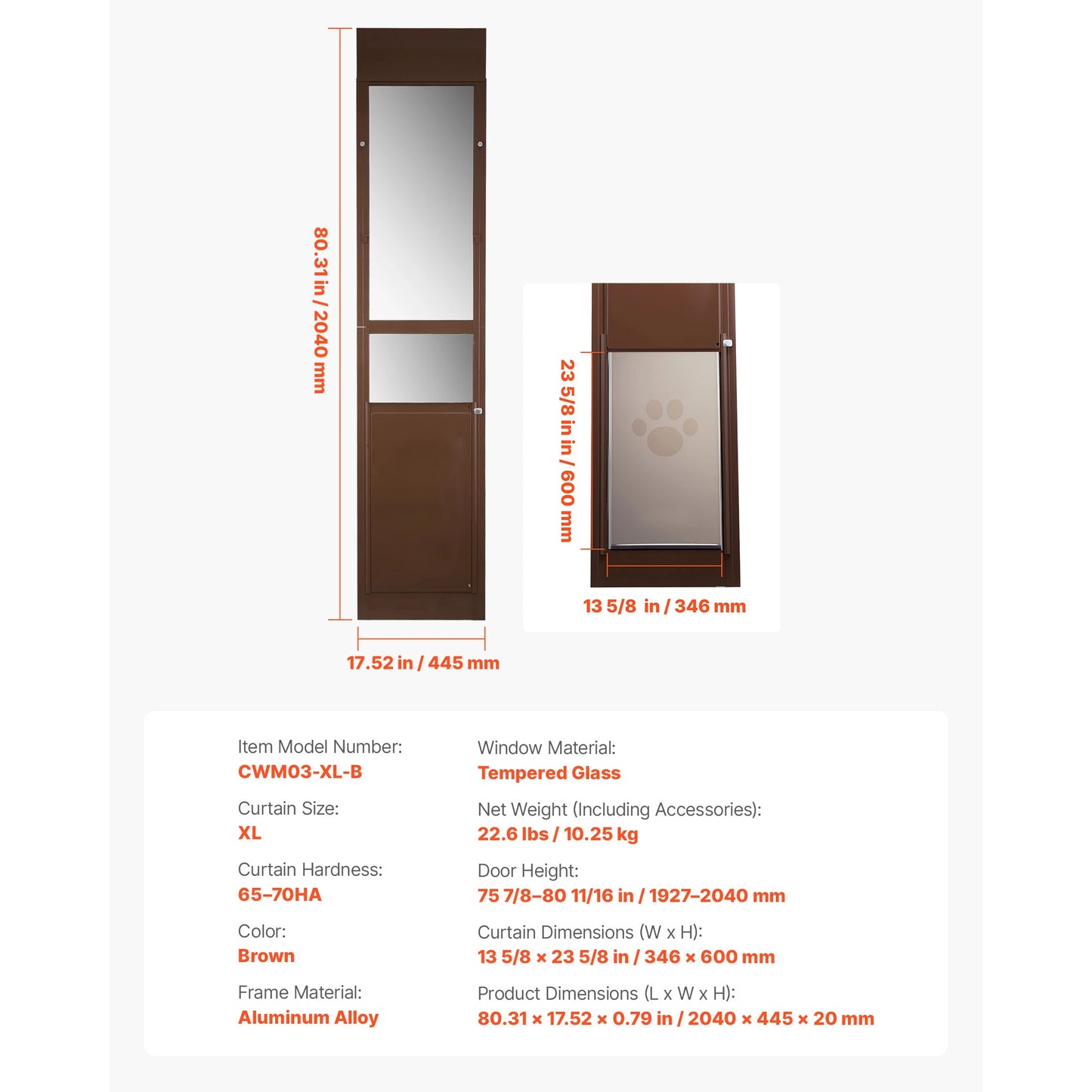 SucceBuy Sliding Glass Door Dog Door With Rotating Hinges