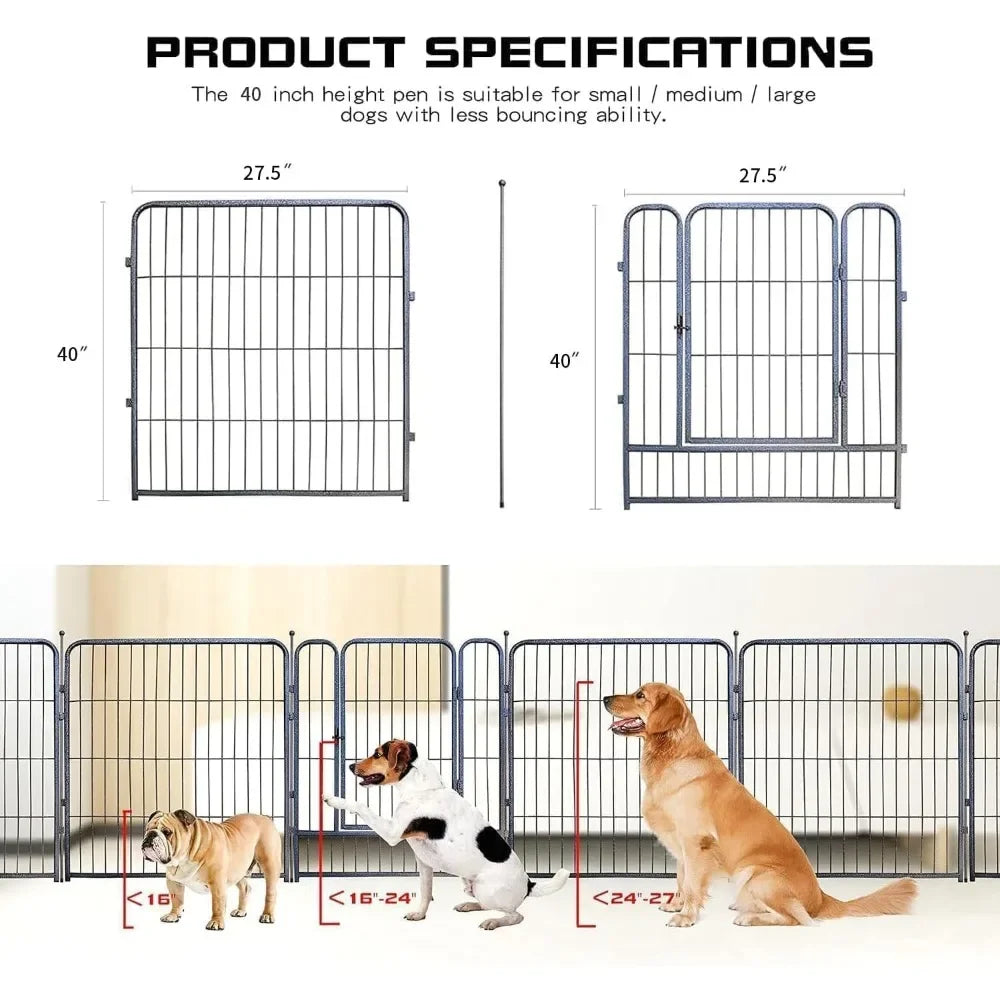 Heavy Duty Folding Dog Playpen With Door For Outdoor Use