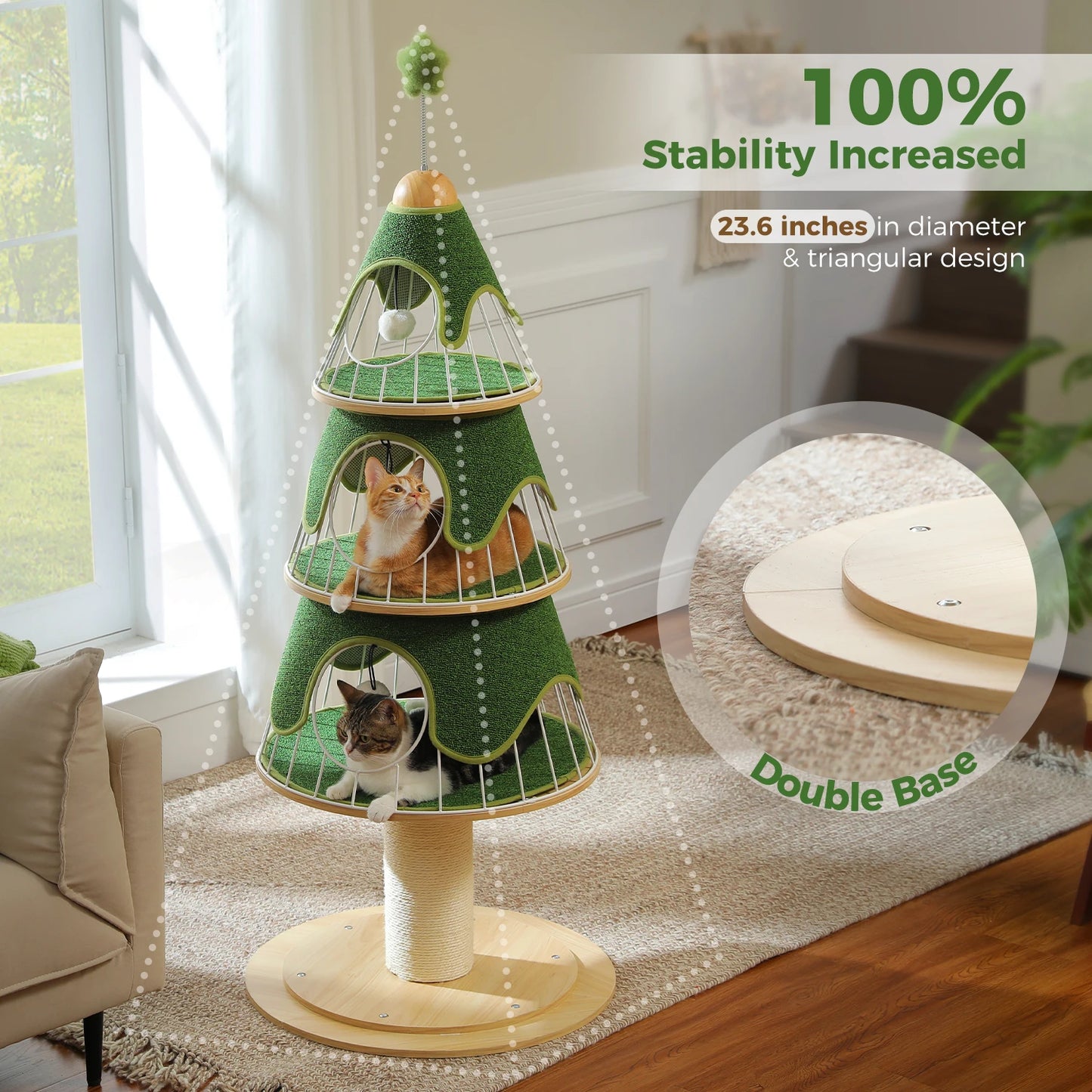PAWZ Road Modern Cat Tree Tower With Thick Scratching Post And Metal Frame