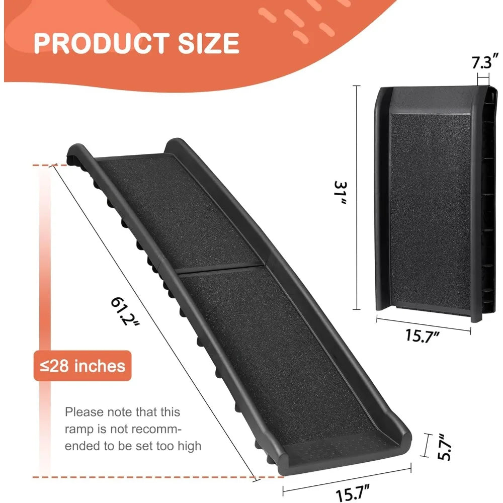 Folding Dog Ramp for Cars SUVs Non Slip with Rails