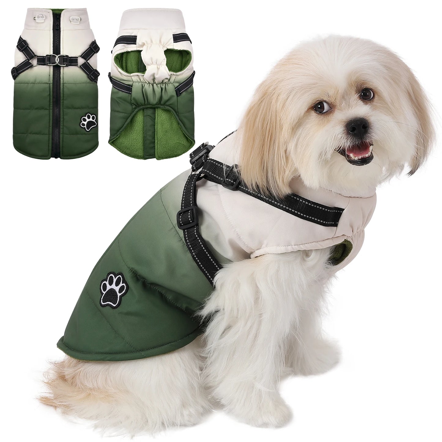 Choice Reflective Dog Jacket With Harness Winter Warm Back Zipper