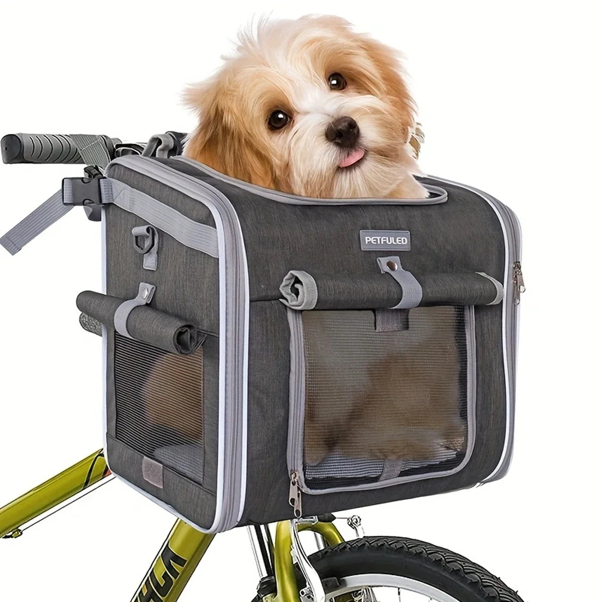 FULED Dog Bike Basket Carrier Backpack With Four Open Doors