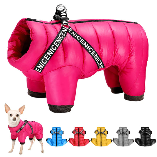 Winter Warm Dog Jacket Harness Waterproof For Small Medium Dogs