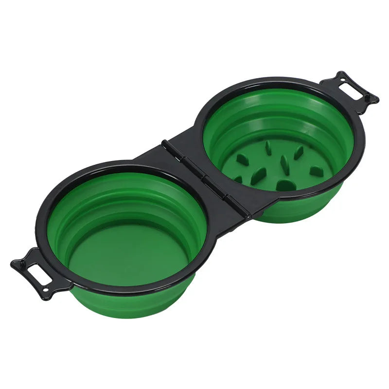 ZHUOJI 2-in-1 Foldable Dual Feeding Bowl for Dogs and Cats