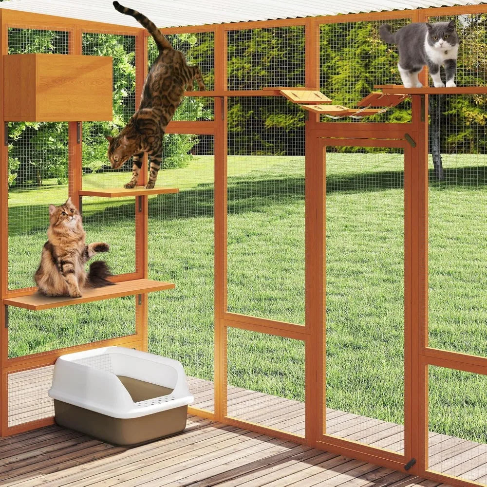 Closure Outdoor Wooden Cat Enclosure Window With Waterproof Roof