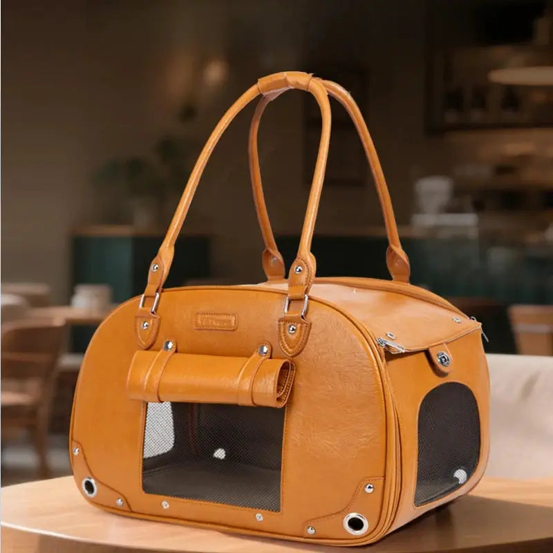 Waterproof PU Leather Pet Bag Carrier Sling For Cats Dogs by Furtastic Pet Essentials