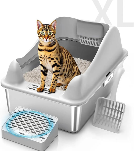 Stainless Steel Cat Litter Box With Lid Anti-Leak Easy Clean