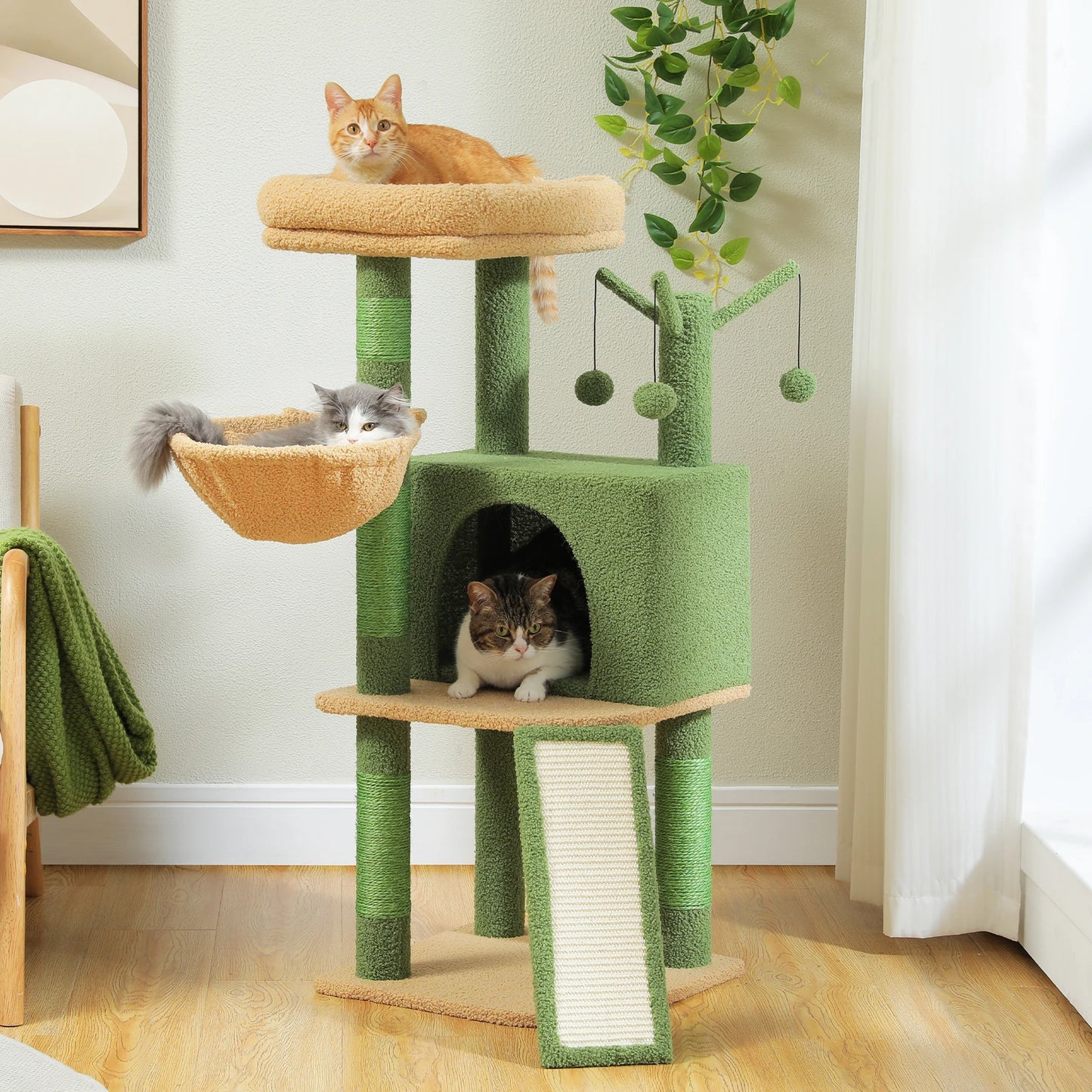 PEQULTICN Cactus Cat Tree With Condo And Multi Level Play