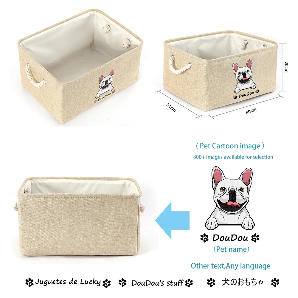NONECN Personalized Pet Toy Storage Basket With Custom Image