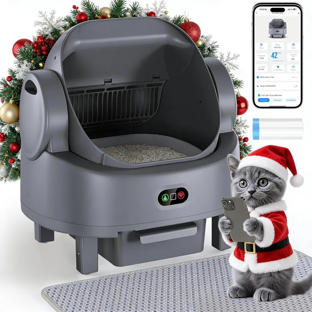 Self Cleaning Cat Litter Box Open Top Automatic for Multiple Cats Liner Bags