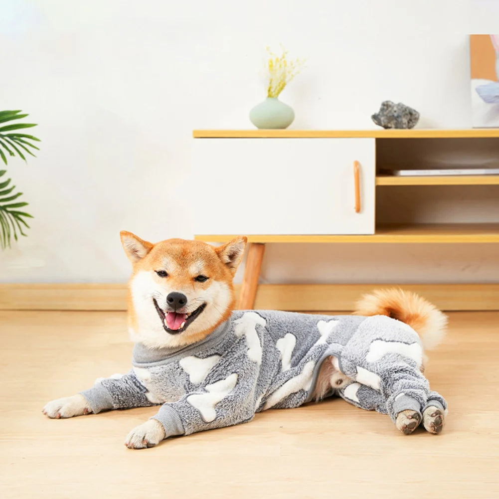 Winter Warm Fleece Dog Jumpsuit Pajamas For All Dogs