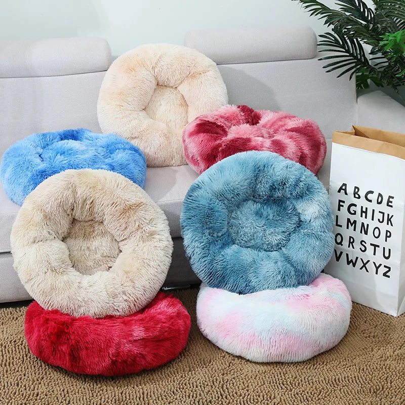 NONECN Cat Bed Washable Plush Donut Bed for Cats Soft