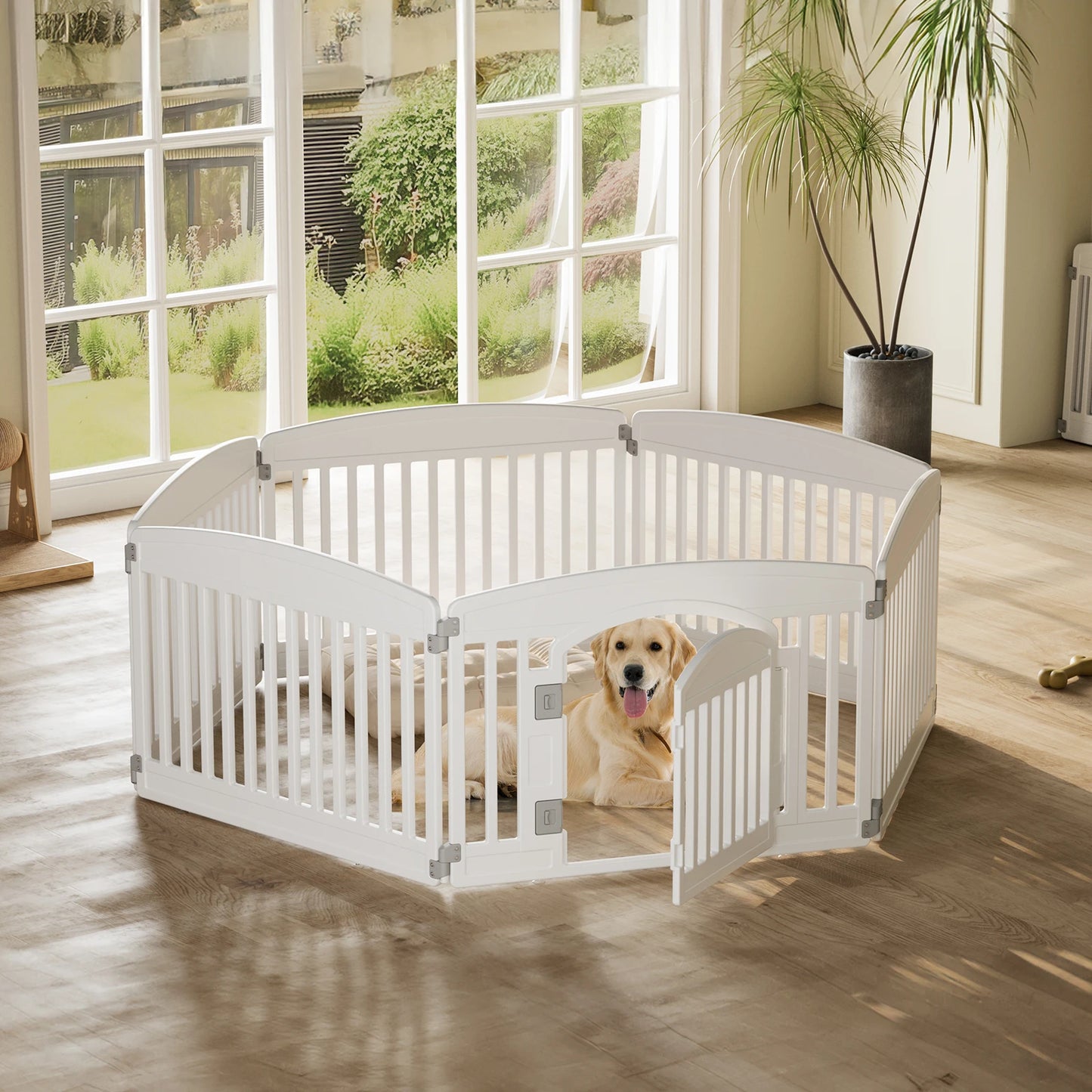 JHK Plastic Dog Playpen 6 Panel Expandable Durable Fence