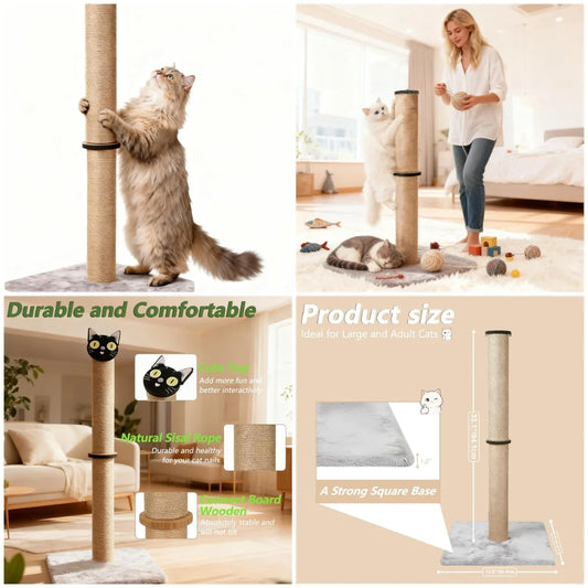Cat Scratching Post With Sisal And Plush Pad Indoor Cats