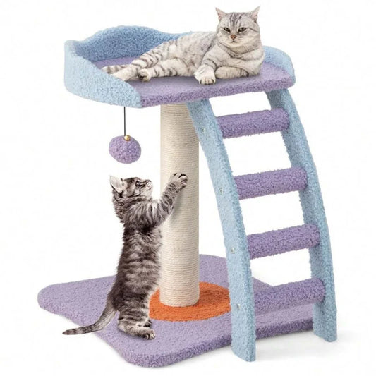 Two Tier Modern Cat Tree Tower Kitten Activity Center With Sisal Scratching Post