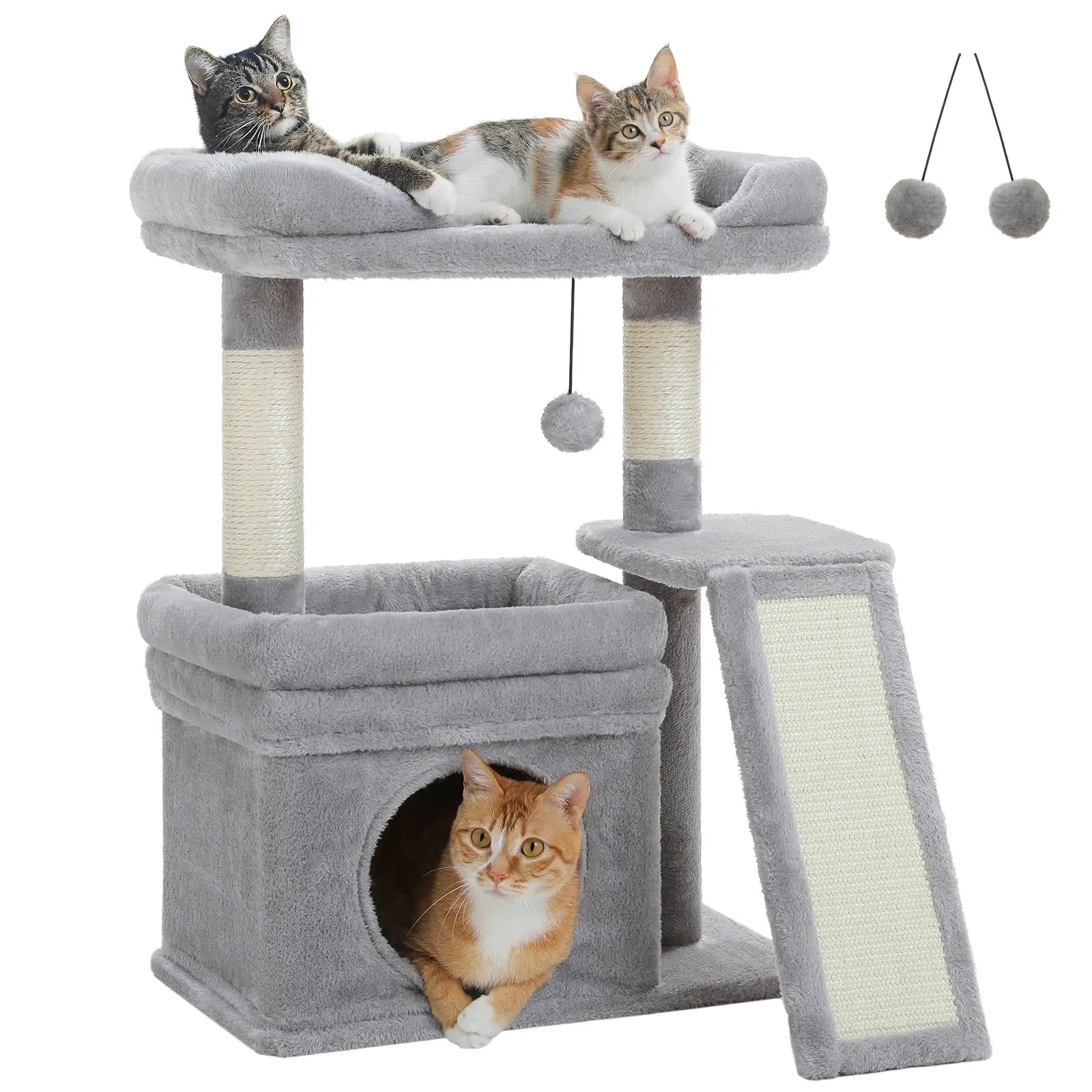 Small Cat Tree for Indoor Cat Tower with Sisal Scratching Post and Pad Wide Top Perch Large Cat Condo Cat Scratchers Cat Toys by Furtastic Pet Essentials