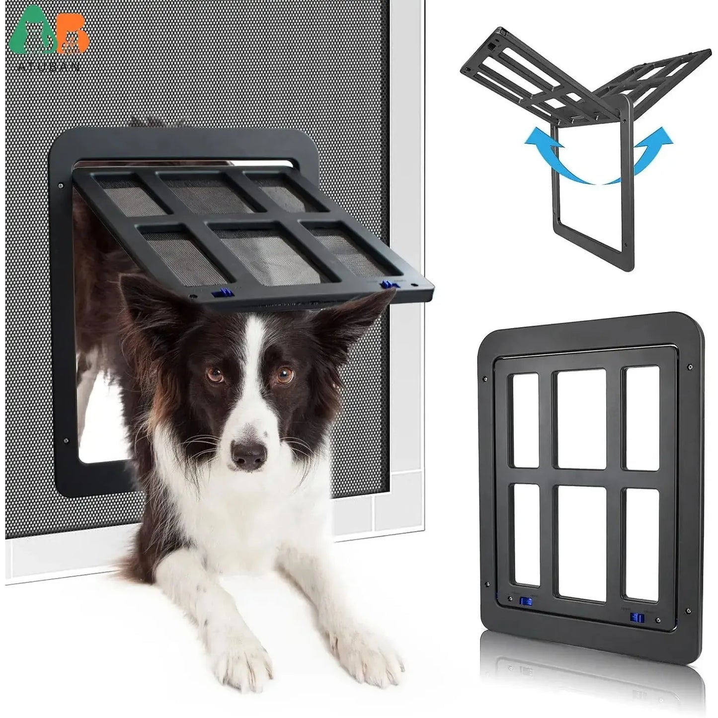 ATUBAN Dog Door For Sliding Door Lockable Magnetic Closure