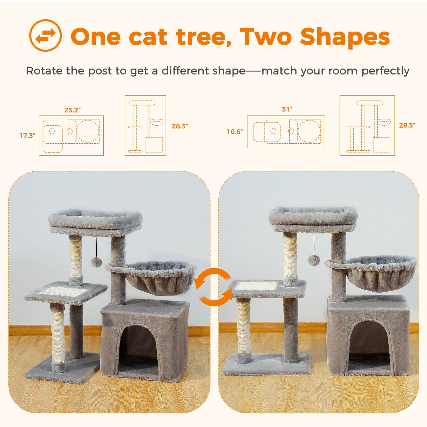 PAWZ Road Cat Tree Tower For Indoor Cats Scratching Posts