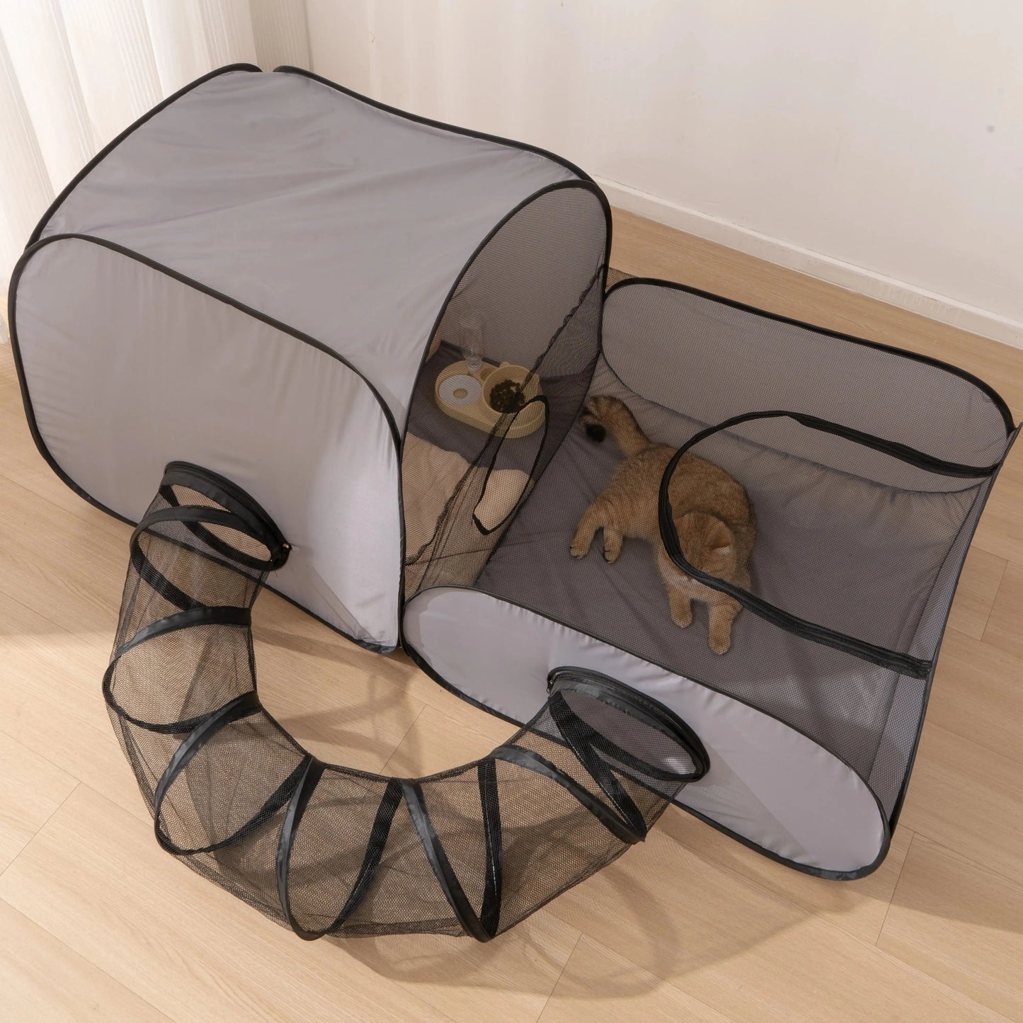 Foldable Oxford Cat Dog Bed With Tunnel Nest For Pets
