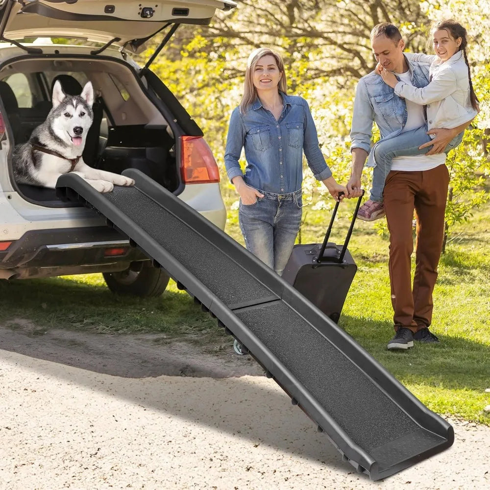 Folding Dog Ramp for Cars SUVs Non Slip with Rails