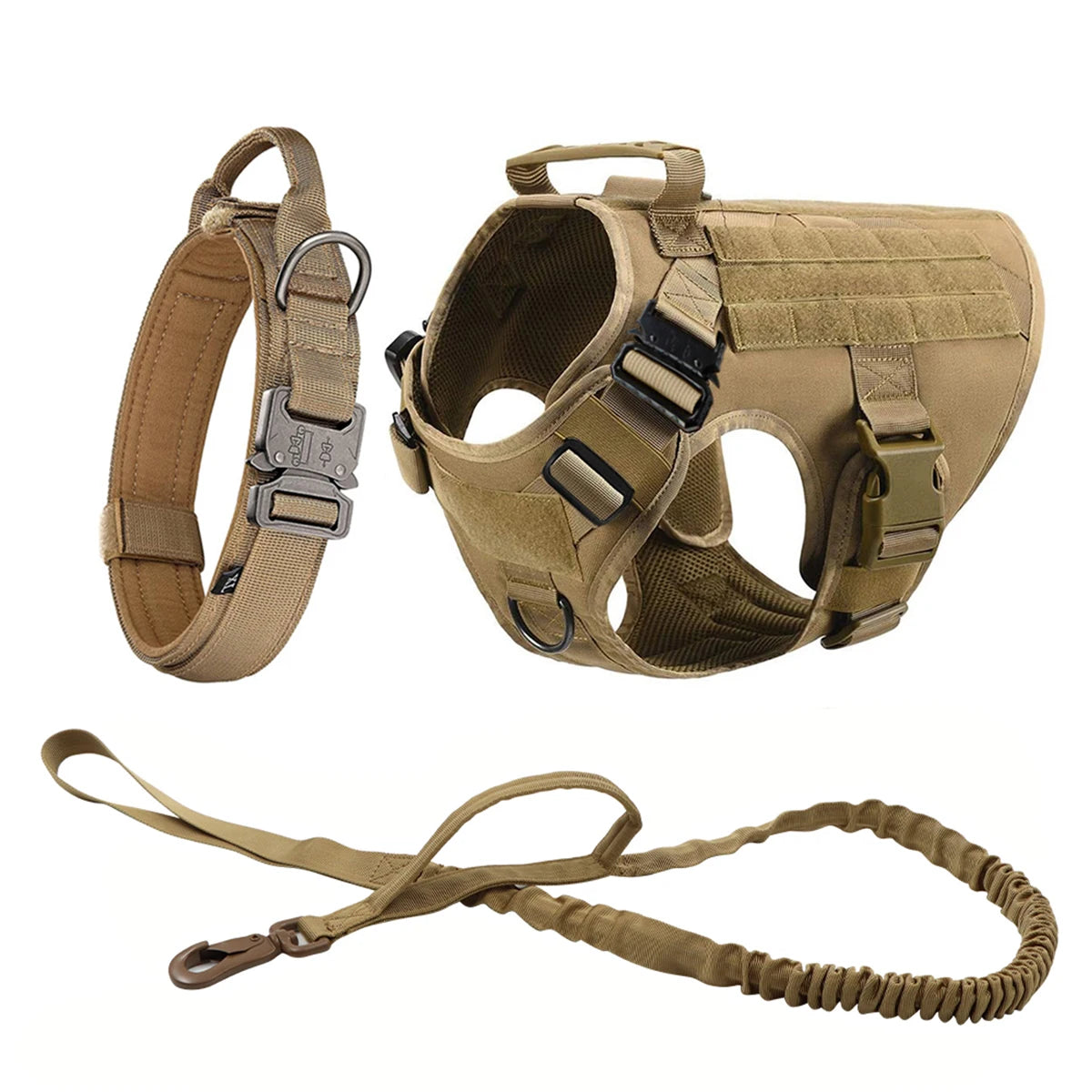 Tactical Nylon Dog Harness With Molle Pouches Adjustable