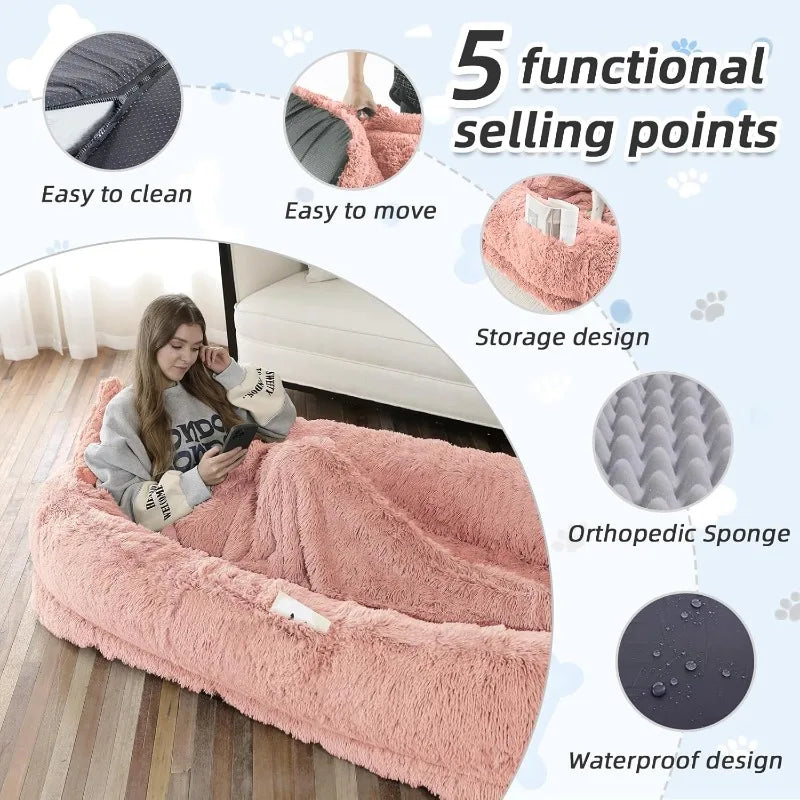 High-concerned Chemical Human Dog Bed With Washable Faux Fur Orthopedic