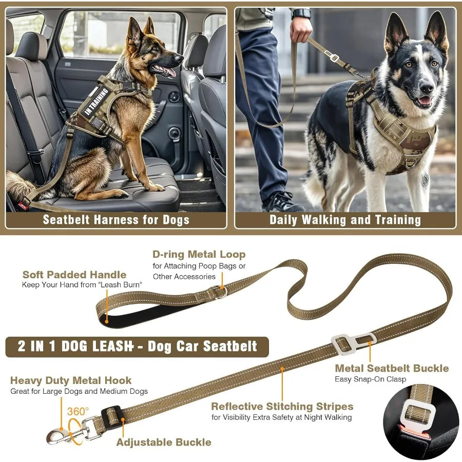 Hign Concerned Chemical Tactical Dog Harness And Reflective Leash Set