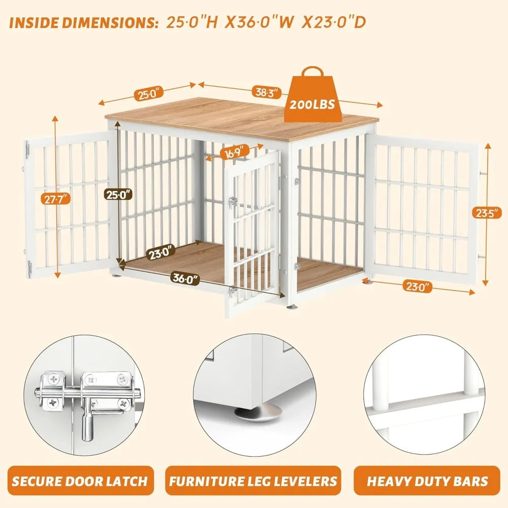 HUANZHUANG Heavy Duty Dog Crate Furniture For Large Dogs End Table
