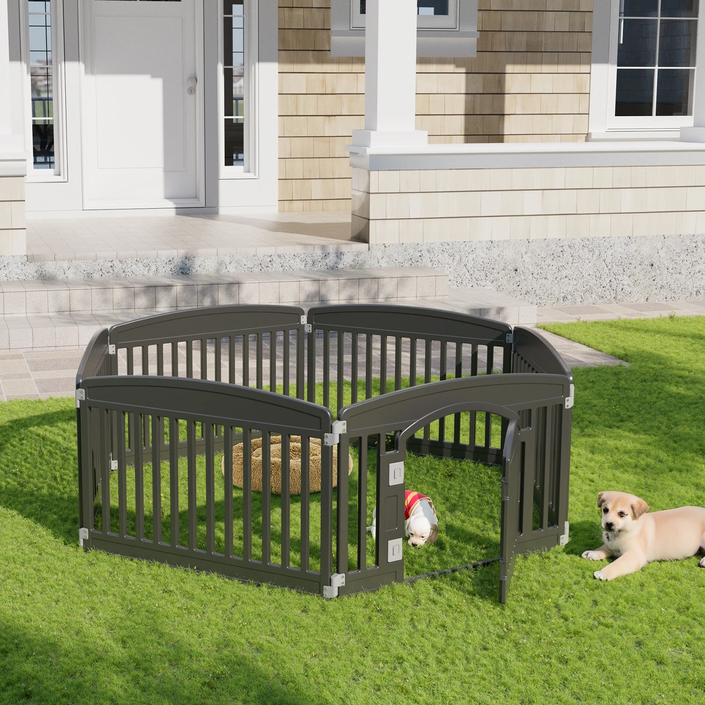 JHK Plastic Dog Playpen 6 Panel Expandable Fence for Pets