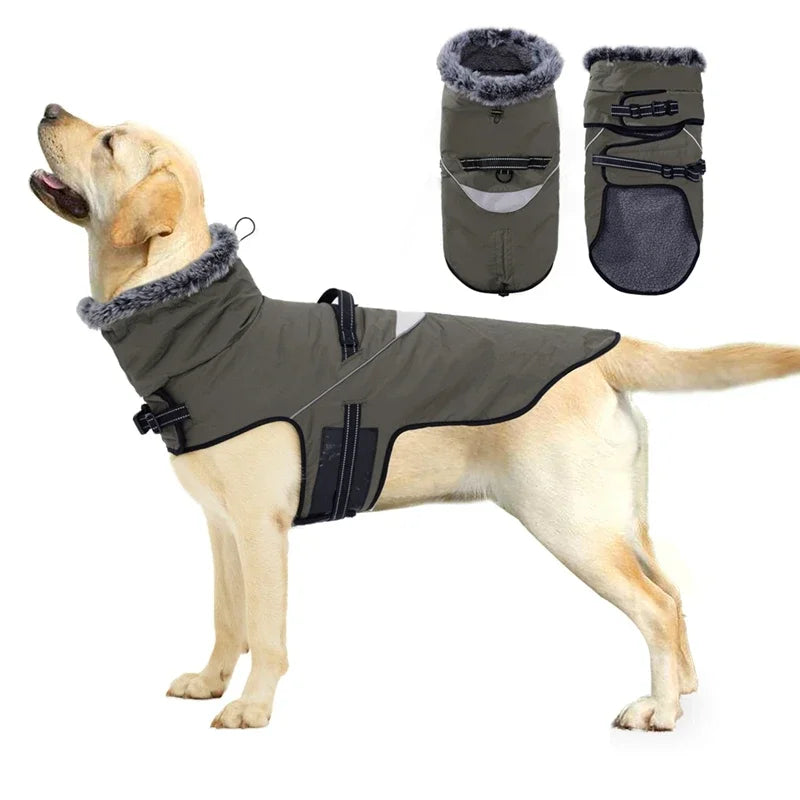NONECN Winter Dog Jacket With Harness Waterproof Coat