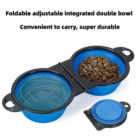 ZHUOJI 2-in-1 Foldable Dual Feeding Bowl for Dogs and Cats