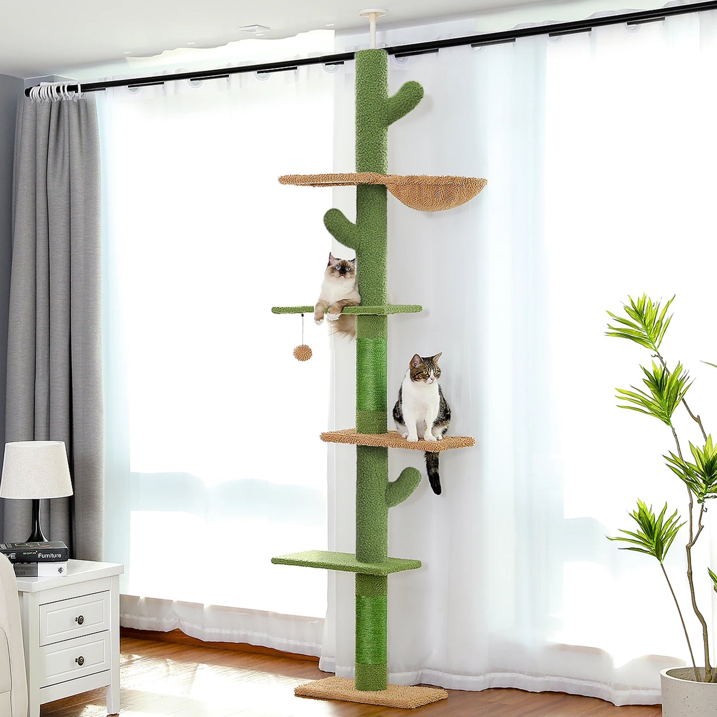 PEQULTICN Adjustable Height Cat Tree With Scratching Posts