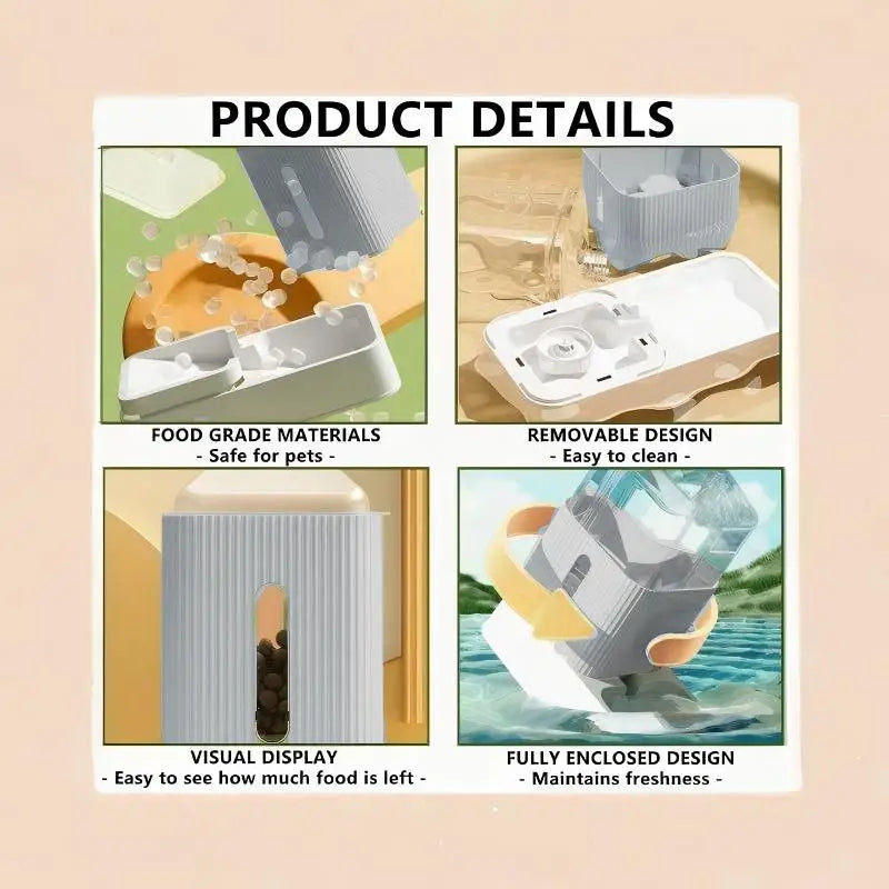 Automatic Dog And Cat Feeder And Water Dispenser Gravity Set