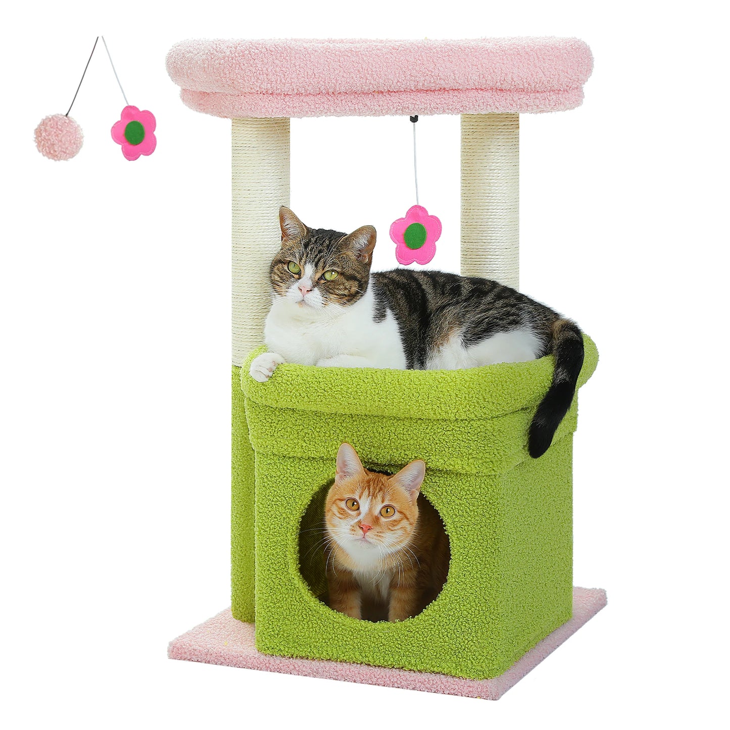 PEQULTICN Cat Tree Tower With Cozy Condo Plush Posts Sisal