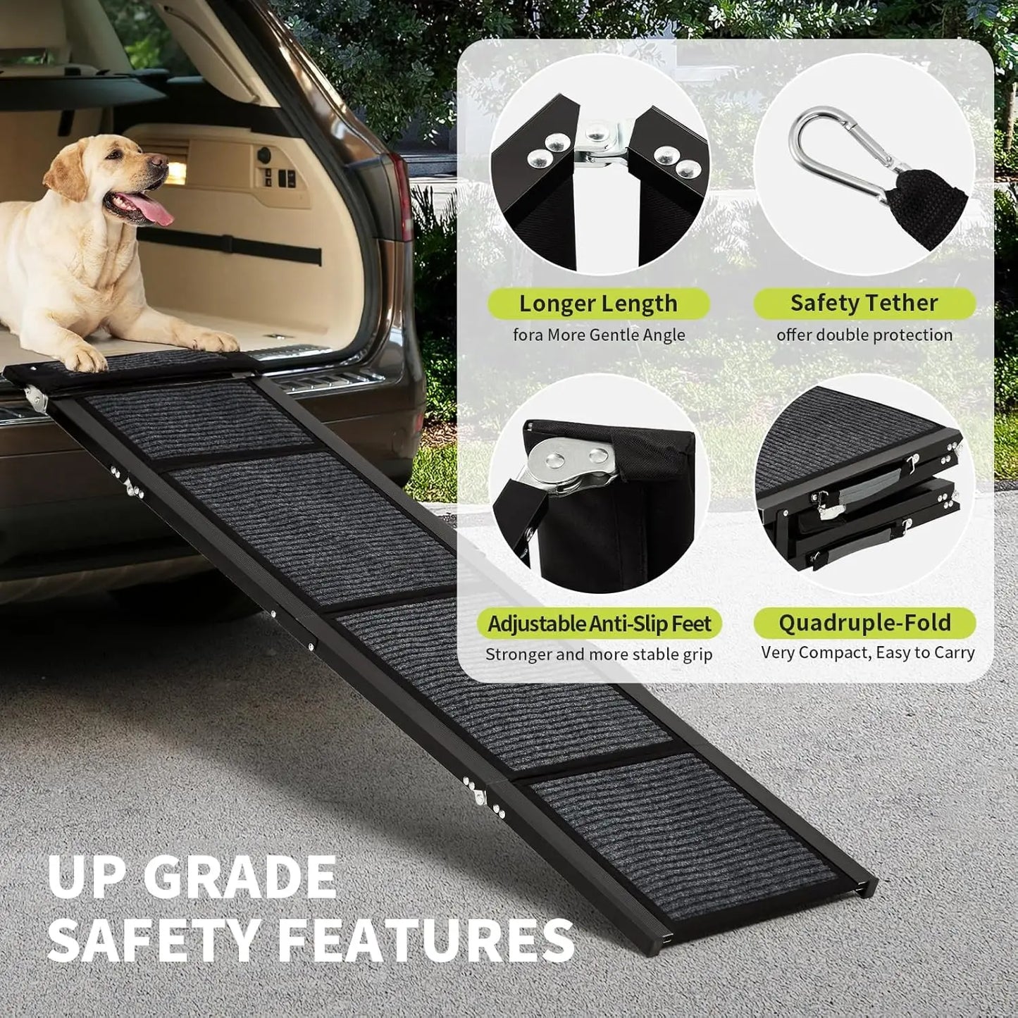 HiMISSDog Upgraded Car Ramp For Dogs Folding Non Slip Surface