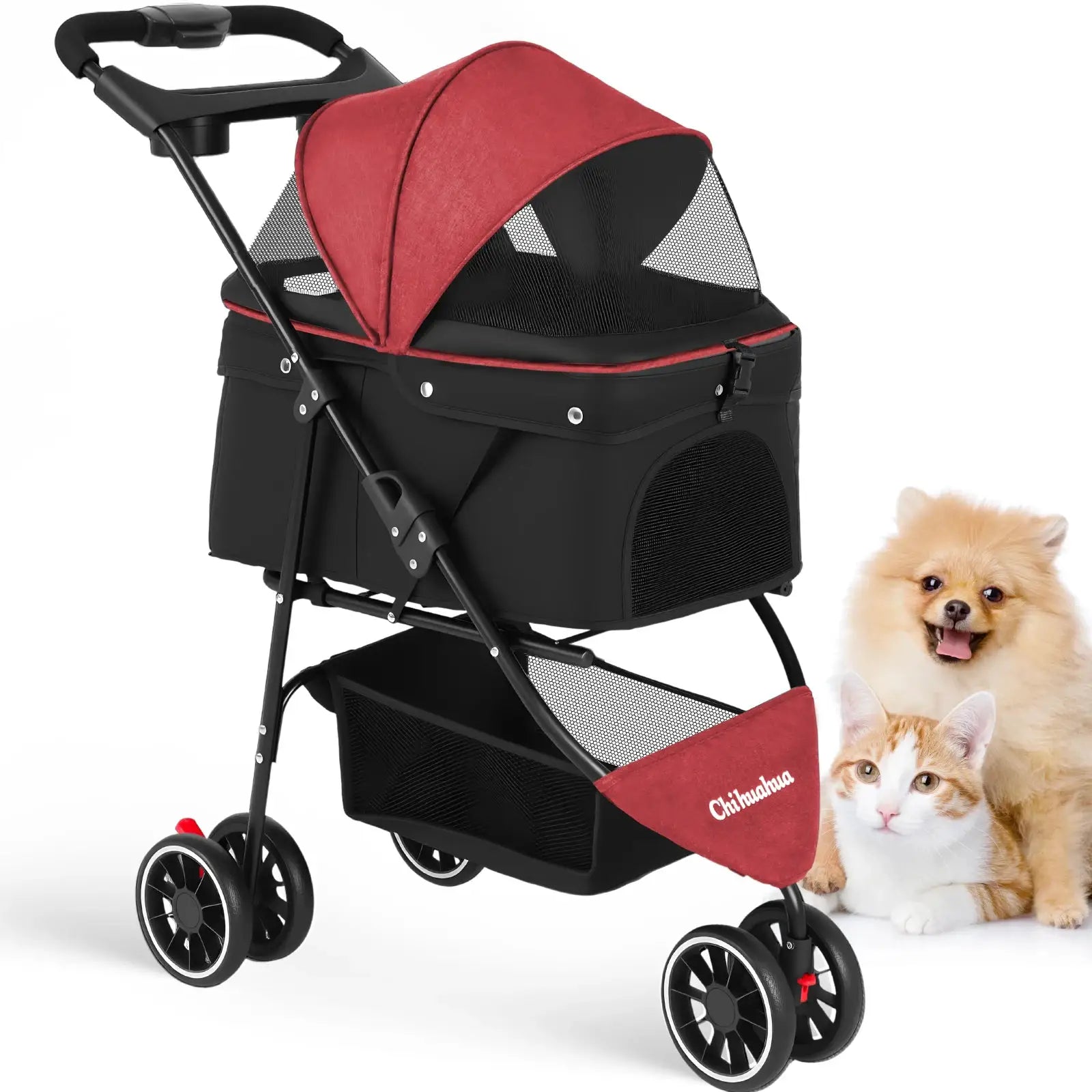 Chihuahua Pet Stroller for Dogs and Cats Portable Foldable Carrier by Furtastic Pet Essentials