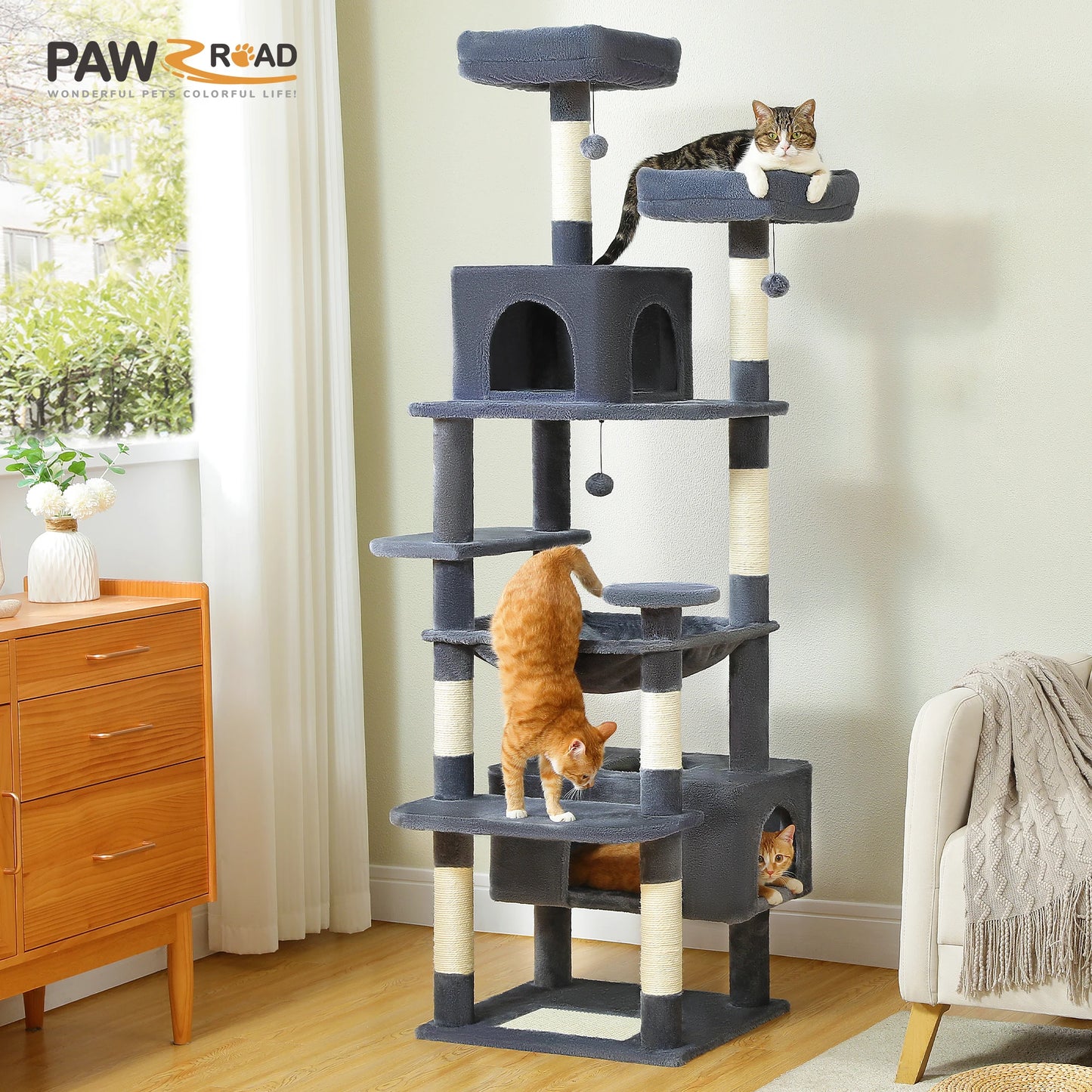 PAWZ Road Large Cat Tree Indoor Cats With Sisal Posts