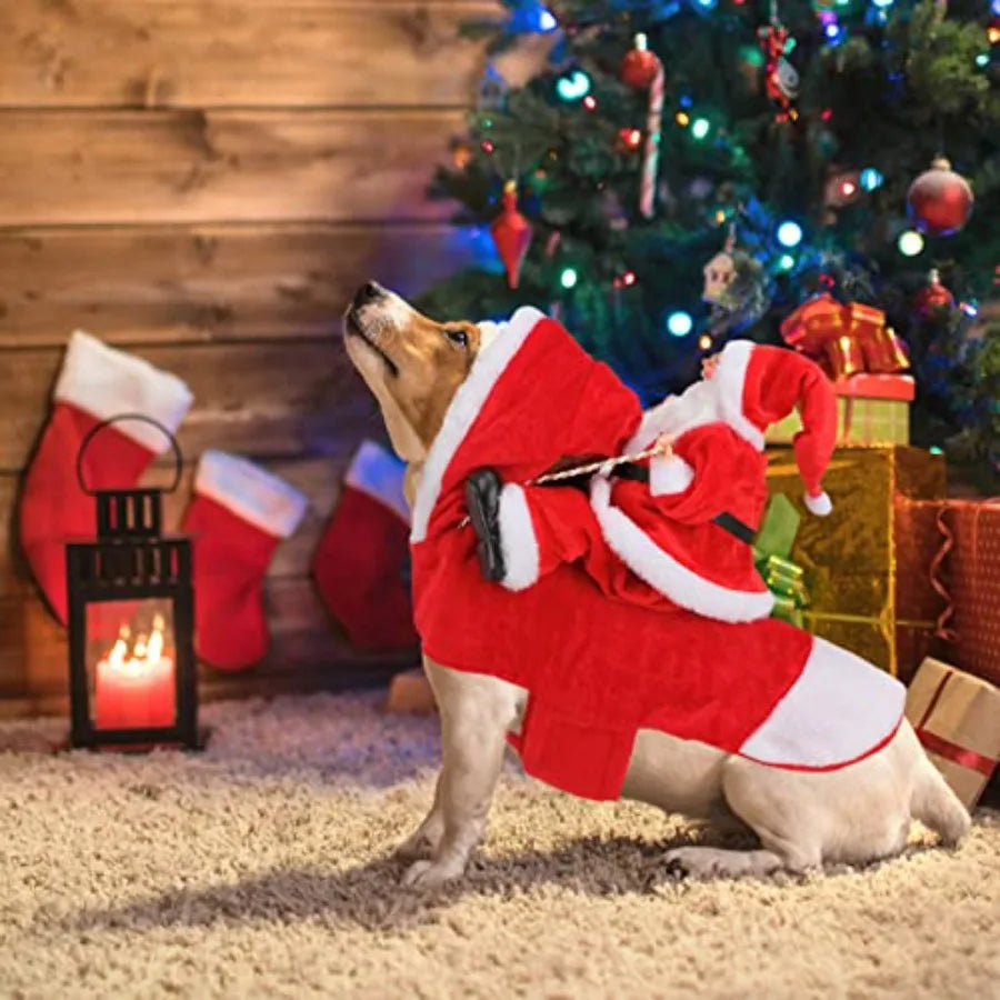 Santa Dog Costume Christmas Pet Outfit for Small Dogs Cats