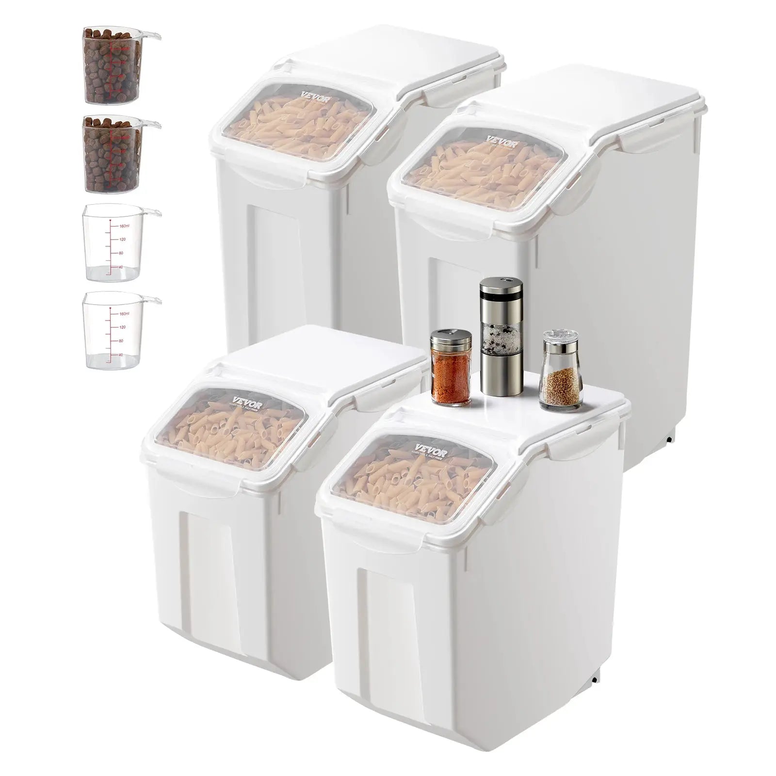 VEVOR 4pcs Rice Storage Container Large Dog Food Dispenser Bin, Kitchen Ingredient Grain Cereal Bin Pet food Containers by Furtastic Pet Essentials