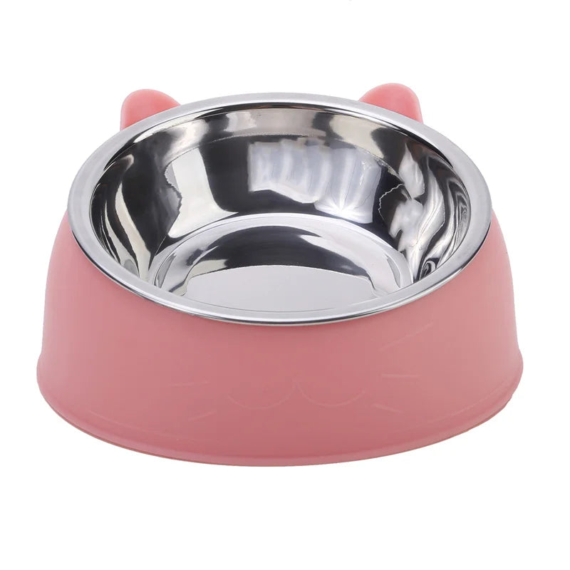 Stainless Steel Cat Feeding Bowl With Inclined Design For Cats