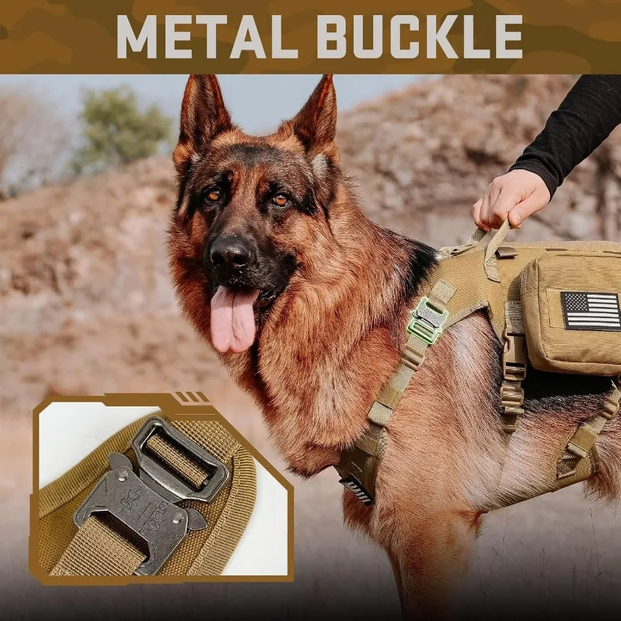 High Concerned Tactical Dog Harness No Pull Bungee Leash Set