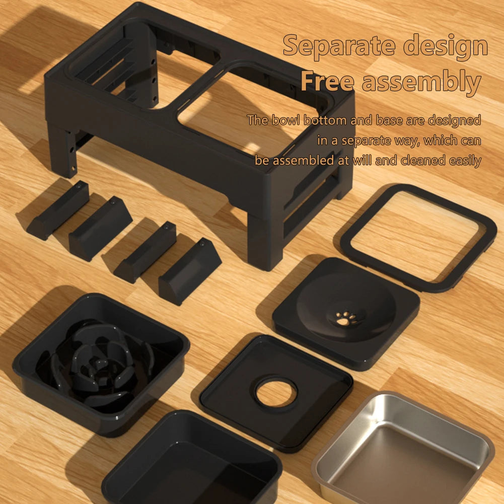 TWISTER.CK Elevated Slow Feeder Dog Bowl Stand With Stainless Bowls