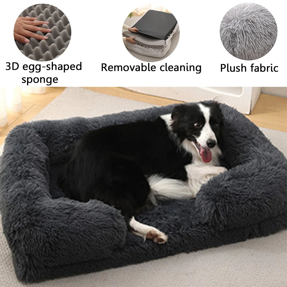 Plush Dog Bed Winter Thickened Pad Sofa With Removable Mat